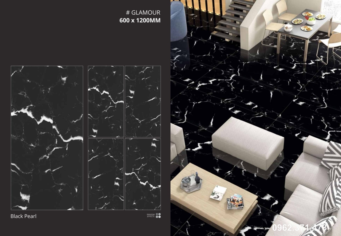 Gạch đen vân trắng 60x120 dán tường